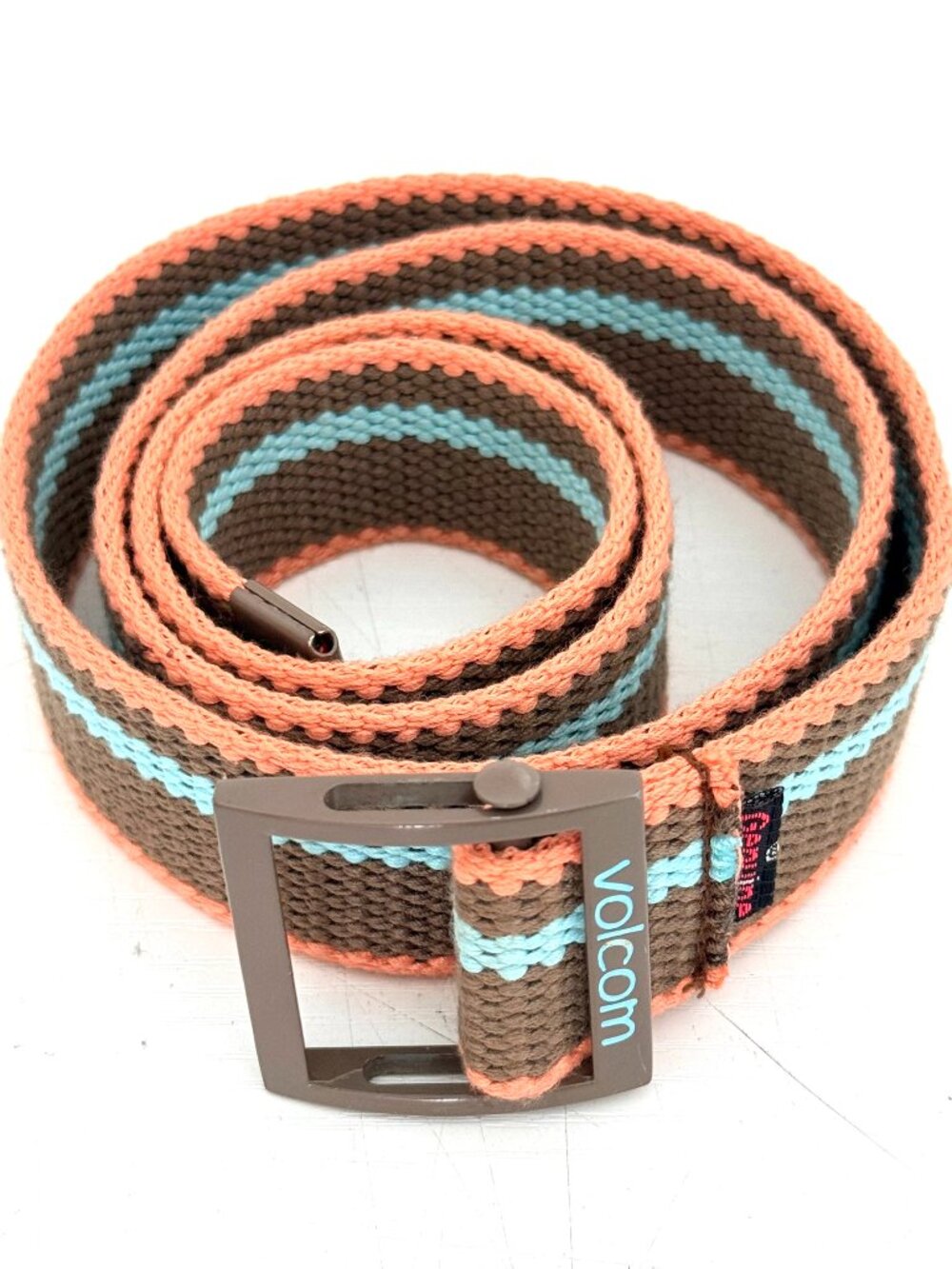 Volcom Patina Cotton Stripe Web Metal Buckle Belt Womens Multicolor Skater Y2K